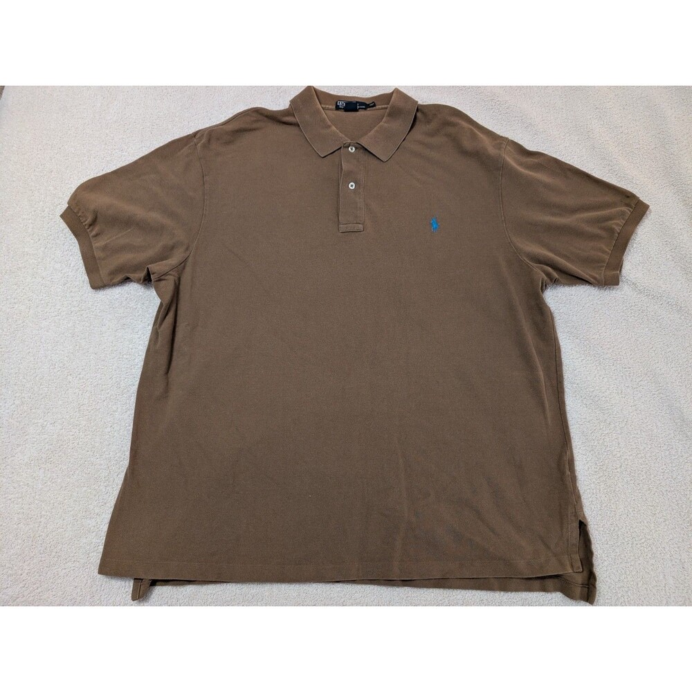 Polo Ralph Lauren Polo Shirt Mens 2XLB Brown Outdoor Pony Rugby Casual Adult